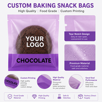 Sacs plats personnalisés avec logo imprimé pour biscuits individuels, thermoscellables, mats, avec encoches de déchirement, vente en gros