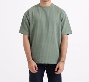 Camiseta Personalizada Extra Grande para Hombre, de Alta Calidad, Estilo Urbano, Vintage, 100% Algodón, Tejido Waffle Texturizado, Transpirable y de Secado Rápido - Product Image 1