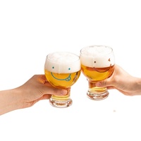 Ensemble de 6 verres transparents de style coréen avec logo personnalisé (bière, lait, jus, eau, vin, crème glacée) visage mignon 450 ml – Coffret cadeau