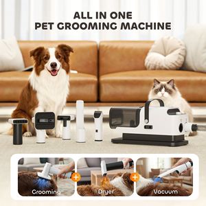 Aspirapolvere e Asciugatore 5 in 1 per Toelettatura Cani in ABS, Bassa Rumorosità 50dB, Velocità e Temperatura Regolabili, Contenitore da 1.8L per Pulizia Unghie Animali Domestici - Product Image 4