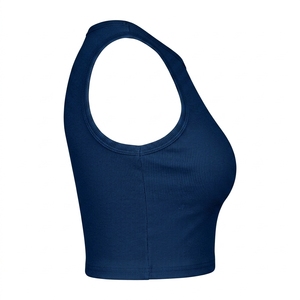 Women Solid Color Crew Neck Sleeveless Tank <b>Top</b> Casual Breathable Knitted Spandex Polyester <b>Crop</b> <b>Top</b> - Product Image 3
