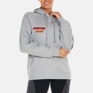 Custom 100% Cotton Fleece Pullover Hoodie Relax Boxy <b>Drop</b> Shoulder Sportswear Puff Print Logo Solid Color Women Sweatshirt - Product Image 3