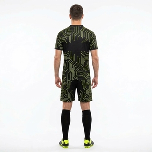 Conjunto de Uniforme de Fútbol Personalizado con Patrón de Circuito Verde Neón Negro, Camiseta de Manga Corta y Pantalones Cortos, Ropa Deportiva para Equipo - Product Image 2