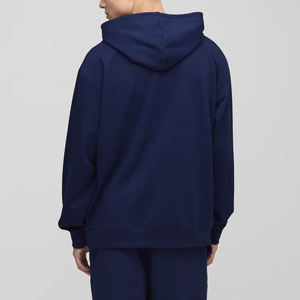 Wholesale 420gsm 100% Cotton Oversized Drop Shoulder custom screen printed logo solid navy colour breathable men Hoodies - Product Image 5