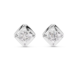 Boucles d'oreilles clous en diamant de laboratoire taille ronde, or massif 14K 18K, motif floral, solitaires, bijoux fins pour femme - Product Image 5
