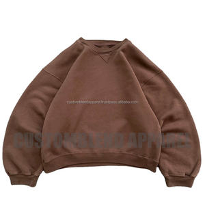2025 nouveau Design 100% coton Super doux surdimensionné col rond à capuche Relax-Fit sweat hommes multicolore recadrée goutte Design haut - Product Image 1
