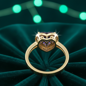 Anillo de Amatista Azul en Forma de Corazón con Circonita Cúbica, Plata de Ley 925, Chapado en Oro de 18K, Anillo Romántico para Mujer, Talla Estadounidense 6 - Product Image 2