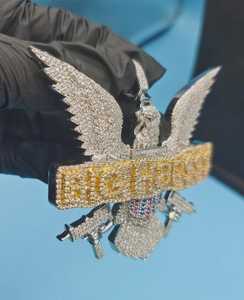 Pendentif Aigle en Argent Sterling 925 Moissanite Sertie de Pierres Rondes Taille Brillant Style Hip Hop Unisexe - Product Image 3