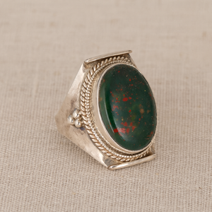 Natural Bloodstone <b>Ring</b> 925 Sterling Silver <b>Ring</b> Handmade Vintage <b>Statement</b> <b>Ring</b> Men Women Oval Bloodstone Gemstone <b>Ring</b> for Men - Product Image 3
