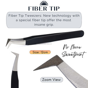 Pince à épiler de beauté en acier inoxydable en gros d'usine Extensions de cils à pointe de fibre Pince à épiler de volume Pince à épiler lisse - Product Image 3