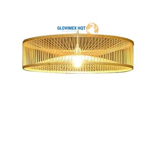 Abat-jour en bambou et rotin fait main, luminaire pour décoration intérieure de style côtier - Product Image 1
