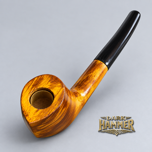 Pipa de Fumar Hecha a Mano con Cuerno Natural, Pipa de Tabaco de Cuerno de Búfalo Genuino con Acabado Ámbar Pulido y Boquilla de Cuerno Negro - Product Image 3