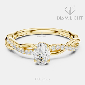 Bague de fiançailles en or blanc 14 carats avec diamant de laboratoire certifié IGI, taille ovale 0,36 carat, bijoux fins - Product Image 5