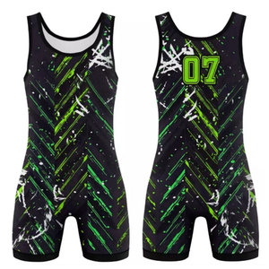 Débardeur de lutte unisexe personnalisé par sublimation, noir et vert, respirant, écologique, séchage rapide, coupe ajustée, taille élastique - Product Image 5