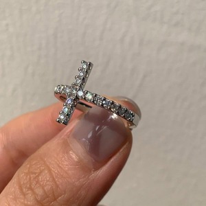 Anillo de eternidad con cruz de diamantes reales de 14 quilates, cultivados en laboratorio, anillo religioso, anillo cristiano, regalo de Navidad, joyería fina para mujer. - Product Image 1