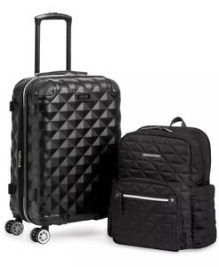 Spinner espandibile con lato rigido leggero a torre diamantata 2 pezzi da 20 pollici bagaglio a mano + Set zaino per Laptop da 15 pollici abbinato | Kenneth - Product Image 2