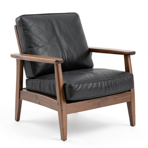 Sillón Moderno para Salón, Tapizado en Cuero Vacuno Genuino con Estructura de Madera Maciza Natural, Muebles de Primera Calidad para Sala de Estar - Product Image 2