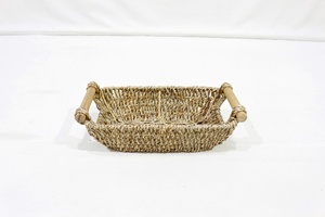 Cesta de Almacenamiento Rectangular de Seagrass Personalizada de Alta Calidad con Dos Asas de Madera, Hecha a Mano, Ecológica y Multifuncional - Product Image 3