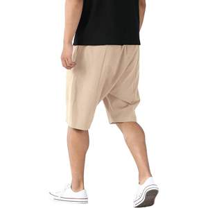 2025 <b>Men's</b> Light Khaki Linen <b>Shorts</b> Casual Elastic Waist Drawstring Golf/Yoga <b>Shorts</b> <b>Pockets</b> XXS/XS for Summer Beach - Product Image 3