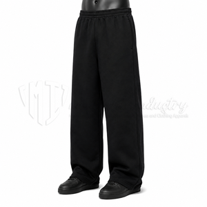 Pantalon de jogging unisexe noir à jambe large pour homme, taille élastique, poches latérales, idéal pour le printemps, 100 % coton, écologique et respirant - Product Image 3