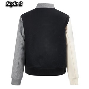 Blouson universitaire pour homme à col montant, coupe droite, style décontracté automne, respirant, mélange polyester-coton, logo frontal - Product Image 6