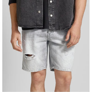 กางเกงยีนส์ขาสั้นทรงหลวมสไตล์วินเทจสำหรับผู้ชาย แฟชั่นลำลองสีดำ พิมพ์ลาย สตรีทแวร์ฤดูร้อน - Product Image 2