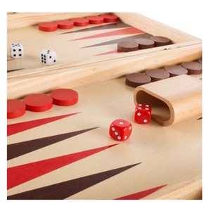 Juego de Backgammon de Cuero Hecho a Mano, Juego de Mesa Clásico Plegable con Vasos Agitadores, Estuche de Viaje Portátil de 15 Pulgadas - Product Image 3