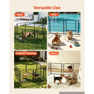 Parc pour chien pliable en métal XL 24 pouces à 8 panneaux, robuste, pour intérieur/extérieur, avec porte, pour chiots et lapins - Product Image 5