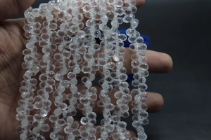 ลูกปัดคริสตัลเหลี่ยมเพชรพลอยธรรมชาติสีขาว AAA ขนาด4*6มม. รูปทรงหยดน้ำ8นิ้วสำหรับทำเครื่องประดับ - Product Image 2