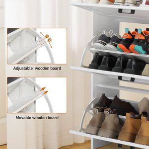 Organizzatore per Scarpe Bianco 80*25*120cm con 3 Cassetti e 2 Sollevatori, Costruzione in Truciolato - Product Image 5