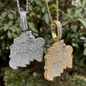 Custom Brilliant Cut Moissanite Letter Name <b>Initial</b> Pendant 18K Gold Plated Sterling Silver Luxury Hip Hop Charms Men's Everyday - Product Image 3