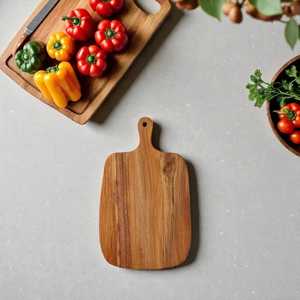 Planche à découper en bois massif de style écologique pour la maison, plateau de service pour fruits et légumes, plateau à charcuterie, assiette à pizza, plat de dîner en bois - Product Image 2