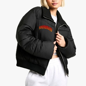 Custom Color <b>Women's</b> Puffer Jacket Breathable High Quality Fashion Design Full Zipper Cotton <b>Padded</b> Quilted <b>Coat</b> - Product Image 6