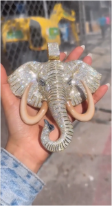 Pendentif Hip Hop Ice Out Éléphant Diamant Personnalisable Rapper Entièrement Sertie Bijoux Hip Hop Moissanite Dessin Animé Argent Sterling 925 - Product Image 2