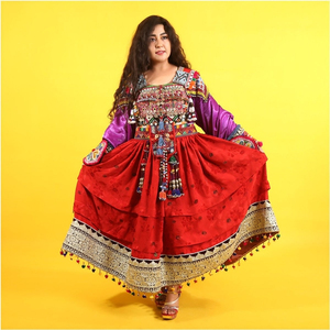 Vestido Tradicional Tribal Afgano KUCHI Original de Alta Calidad, Vestido Vintage Indio y Pakistaní Punjabi para Mujer - Product Image 6