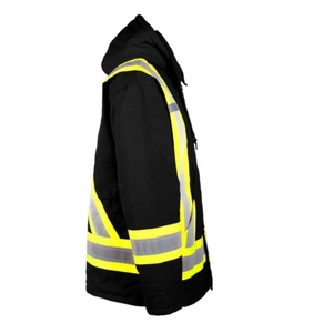 Veste de sécurité réfléchissante noire pour hommes, vêtements de travail de construction haute visibilité, coupe-vent, fermeture éclair avant, vestes de travail de sécurité - Product Image 3