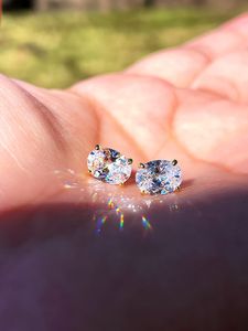 925 Sterling <b>Silver</b> Oval Moissanite <b>Stud</b> Earrings VVS Diamond Solitaire Earrings Classic Minimalist Unisex Jewelry - Product Image 4