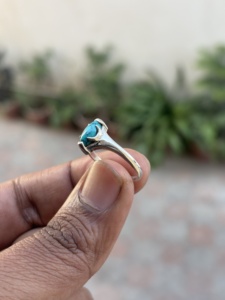 Handmade 925 Sterling Silver Bezel Setting Classic Natural <b>Turquoise</b> Gemstone <b>Ring</b> Elegant Anniversary Gift for Her Fashionable - Product Image 4