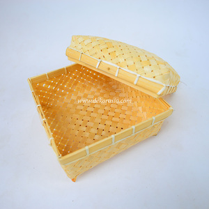 Cesta de Almacenamiento Tejida a Mano de Bambú Tradicional con Tapa, Organizador Artesanal Natural para Decoración del Hogar y Almacenamiento de Alimentos - Product Image 2