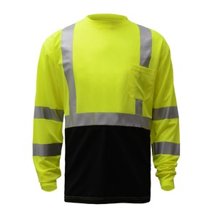 Camisa de Trabajo de Alta Visibilidad con Cuello Redondo y Manga Larga, Tiras Reflectantes, Diseño Práctico con Bolsillos, Camisa de Trabajo Profesional de Alta Visibilidad - Product Image 4