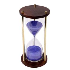 Wooden Hourglass Sand Timer with Metal Frame and Glass Chamber Decorative Desk <b>Clock</b> for Home Office Study Meditation - Product Image 2