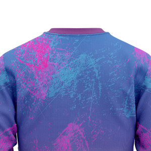 Sudadera de cuello redondo para hombre, morado, rosa, azul, estilo grunge con salpicaduras, con logotipo personalizado, gráfico, jersey, tops de entrenamiento para equipos, OEM - Product Image 5
