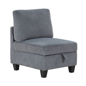 Modern Modular Armless <b>Chair</b> for Living Room Dark Gray <b>with</b> <b>Storage</b> Corduroy Fabric Upholstery 1pc - Product Image 1