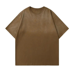 เสื้อยืดแฟชั่นใหม่ ทรงหลวม ผ้าคอตตอน 100% สไตล์วินเทจ พิมพ์ลายโลโก้ได้ตามต้องการ เสื้อยืดโอเวอร์ไซส์ทรงเรโทร 250gsm สำหรับผู้ชาย ลุคดิสเทรส - Product Image 5