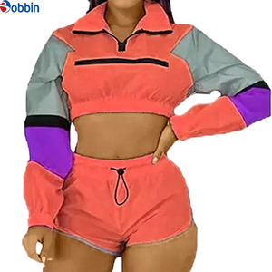 Conjunto Deportivo Corto para Mujer, Estilo Urbano, Transpirable, Cortavientos, Tallas Grandes, Primavera-Verano, Ligero, de Nailon Estampado - Product Image 3