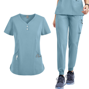 Premium Quick Dry <b>Scrub</b> <b>Set</b> Frosted Cream Solid Color Uniform for Nurses Clinics and Beauty Salons Frosted Cream Medical <b>Scrub</b> - Product Image 4