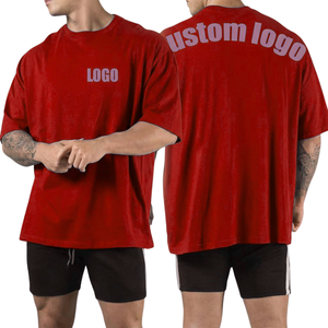 T-shirt sportif en coton épais surdimensionné, grande taille, respirant, séchage rapide, manches courtes, jersey uni pour hommes - Product Image 2