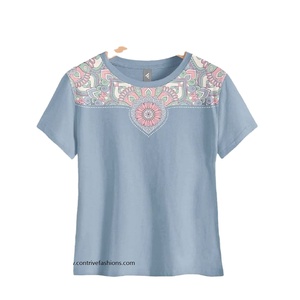 High Quality Custom Designed Ladies Summer <b>Tops</b> Black Solid Color Cotton T-Shirts Casual <b>Sequined</b> Wholesale Choice for Teenagers - Product Image 1