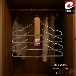 MNJ Perchero plegable de metal con barra de madera 203x133x68mm para almacenamiento en armario - Product Image 3