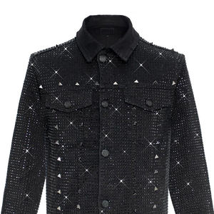 Best Price Custom 100% Cotton Men's Denim <b>Rhinestone</b> <b>Jacket</b> High Quality Windproof Breathable Men's Denim <b>Rhinestone</b> <b>Jacket</b> - Product Image 5